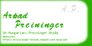 arpad preininger business card